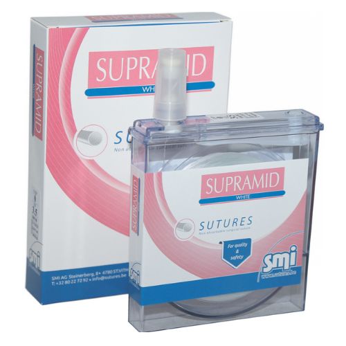 Polyamide white suture in cassette